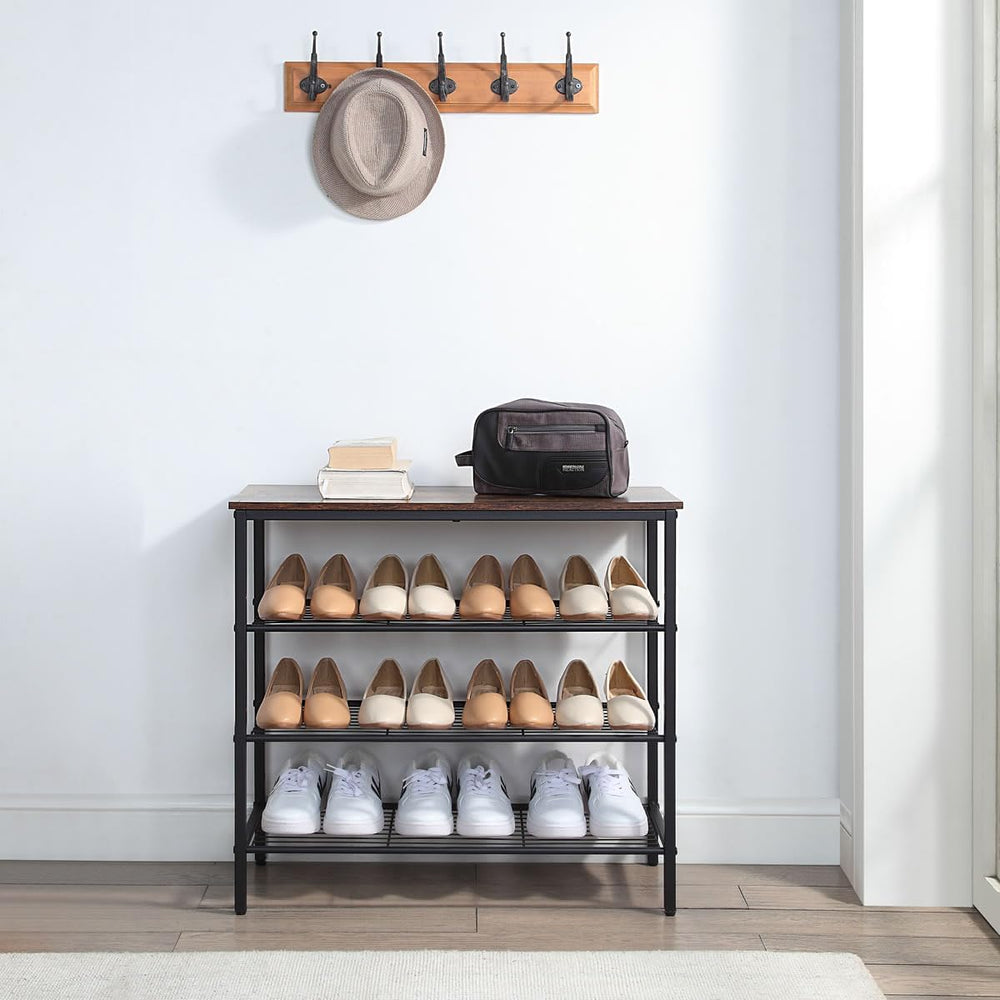 4-Tier Shoe Rack Organizer, Metal Mesh Shoe Storage Shelf, for Entryway, Hall...