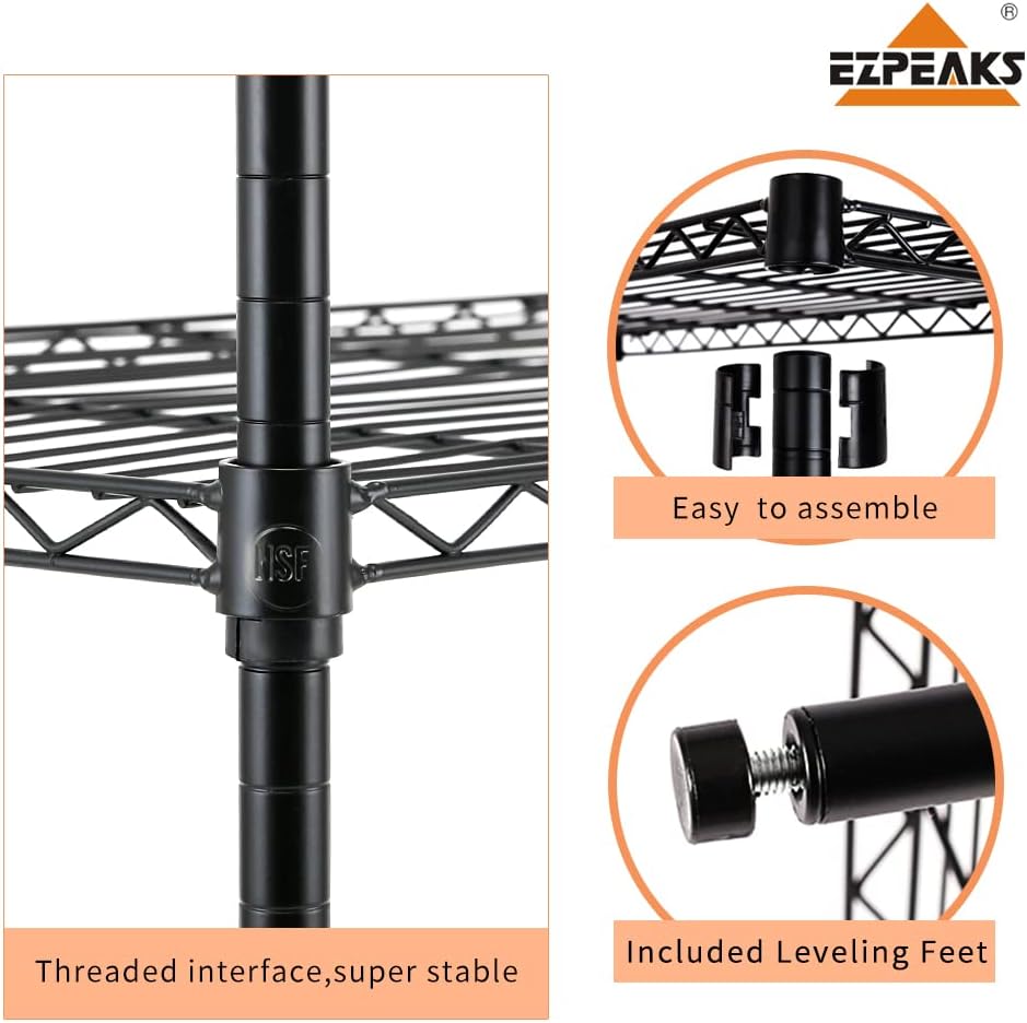 EZPEAKS 4-Shelf Shelving Unit with 4-Shelf Liners, 36" W X 16" D X ...