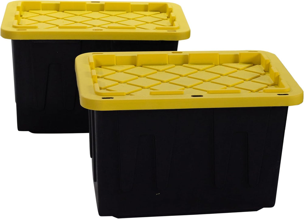Plastic 23-Gallon Storage Tote with Lockable Lid, Stackable Tough Regular-Dut...