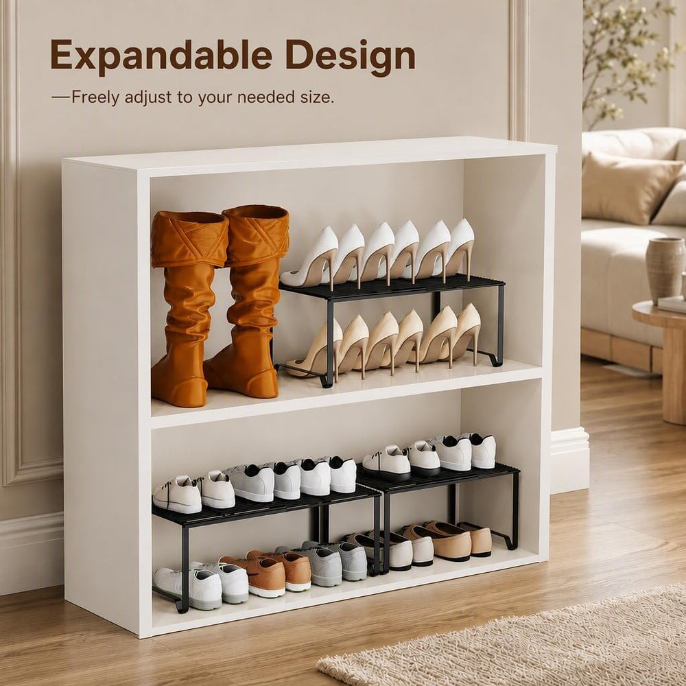 Extendable Metal Wire Shelf Organizer - Adjustable 15-24.4in Length, Stackabl...
