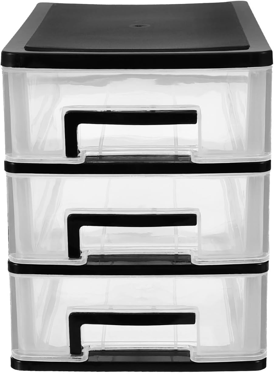 Angoily 3 Tier Plastic Drawer Type Closet, Plastic Home Office Storage Organi...