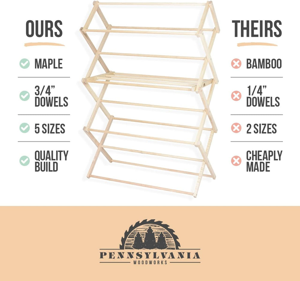 Pennsylvania Woodworks Clothes Drying Rack: Solid Maple Hardwood Laundry Rack...
