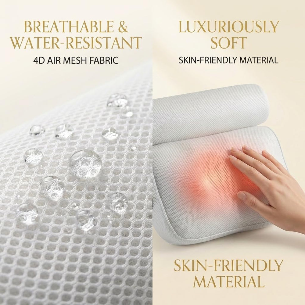 MONET Massaging Bath Pillow — Shiatsu Neck and Back Massager for Tub with 2 S...