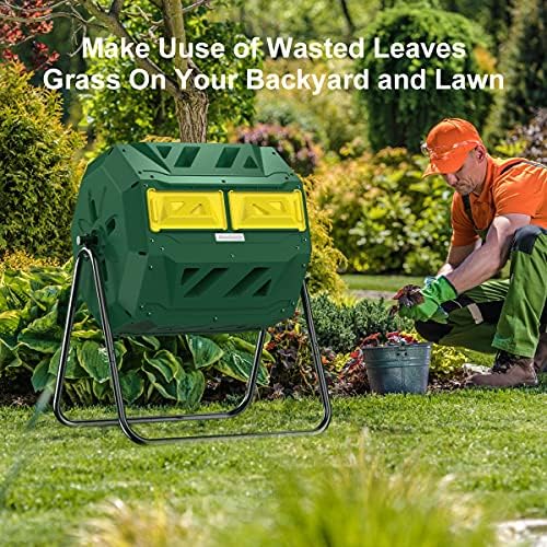 Compost Tumbler Bin Composter Dual Chamber 43 Gallon (Bundled with Pearson...