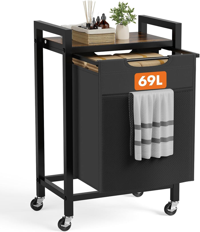 NEWBULIG Laundry Hamper Sorter, Rolling Laundry Basket, 1 x 18.3 Gal