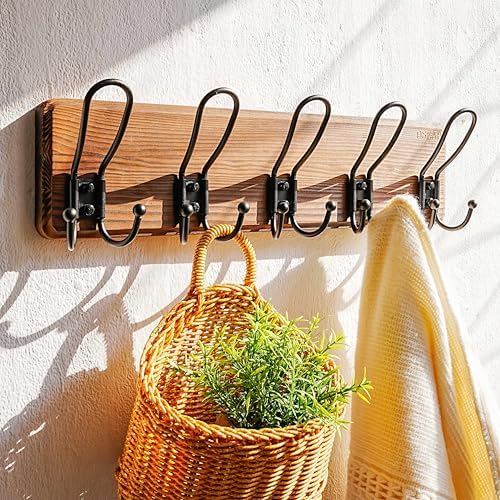 Dseap Coat Rack Wall Mounted - Heavy Duty Farmhouse Rustic Wall Coat Hanger w...
