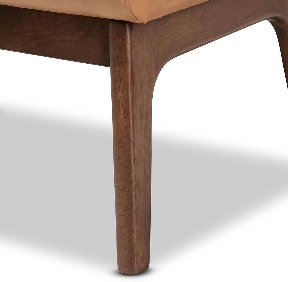 Baxton Studio Bianca Mid-Century Modern Walnut Brown Finished Wood and Tan Fa...