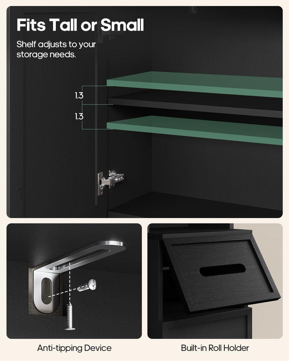 7-Tier Over Toilet Storage Cabinet, 2-in-1, Separable Bathroom Storage