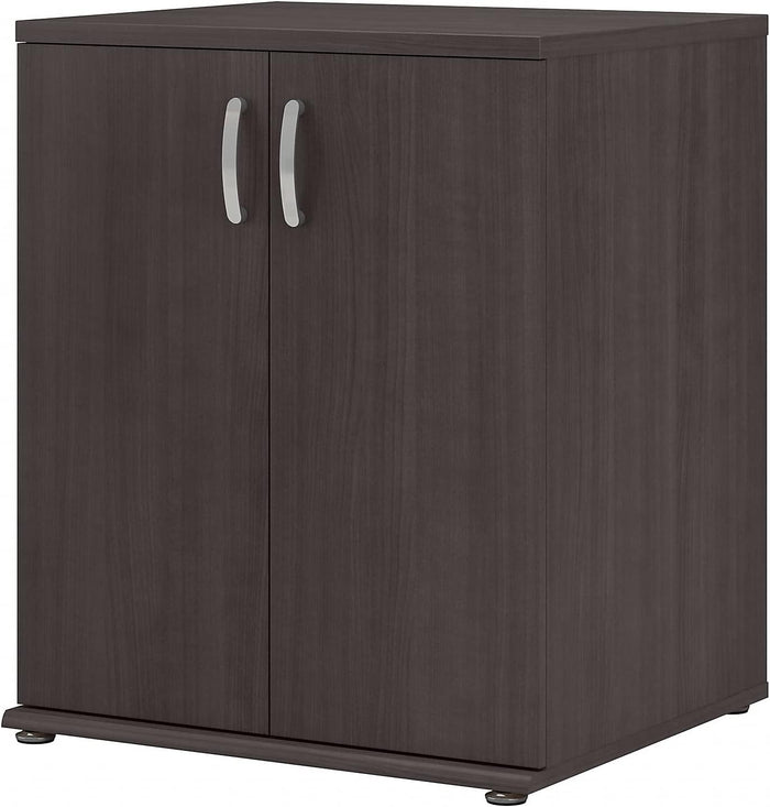 Bush Business Furniture Universal Floor Storage Cabinet with Doors and Shelves in Storm Gray, Vertical Office Storage Unit with Adjustable Shelving for Workspace
