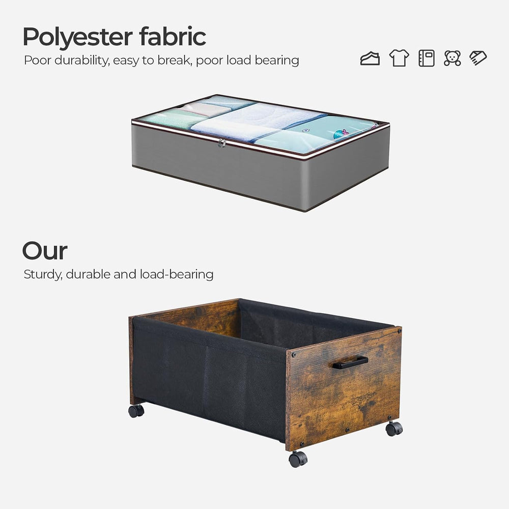 FOUCSSOMEI Under Bed Storage with Wheels, Wooden Under Bed Drawers On Wheels,...