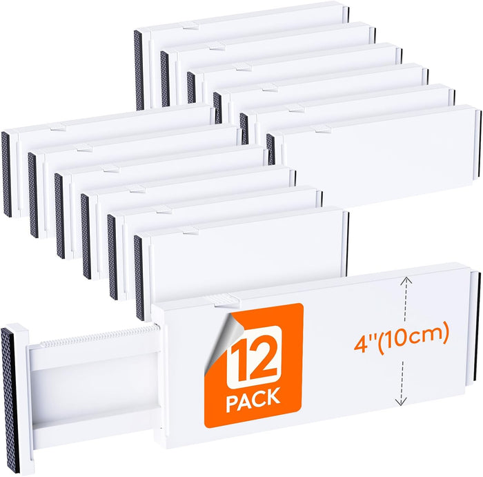 Lifewit 12 Pack Drawer Dividers 4" High, 11-17" Adjustable Dresser Drawer