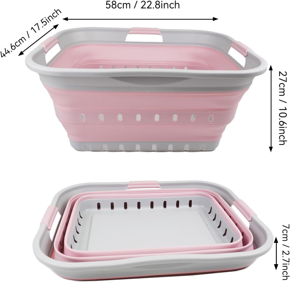 SAMMART 42L (11 gallon) Collapsible Plastic Laundry Basket - Foldable Pop Up ...