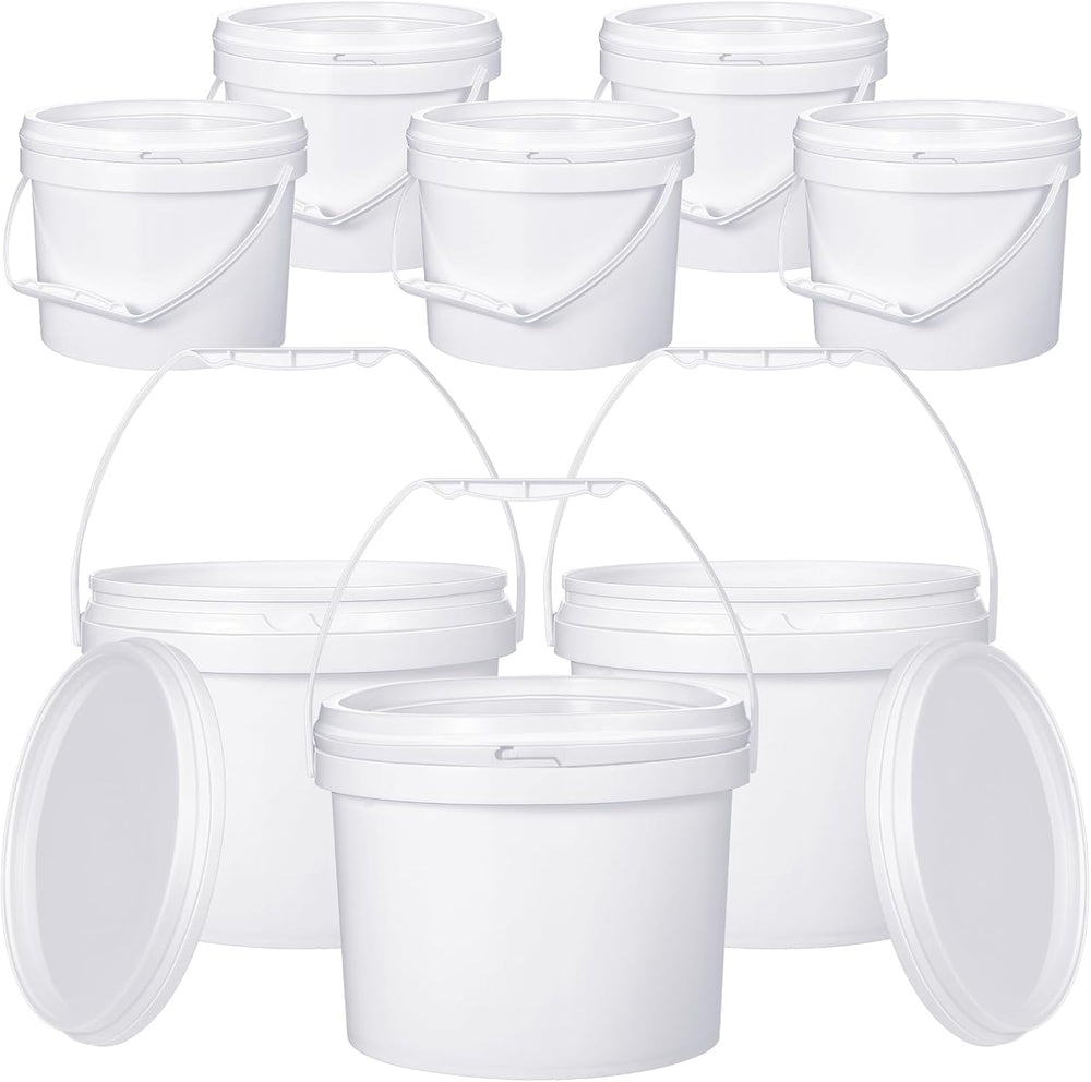Leinuosen Plastic Bucket with Handle and Lid Durable Heavy Duty Food Safe Buc...