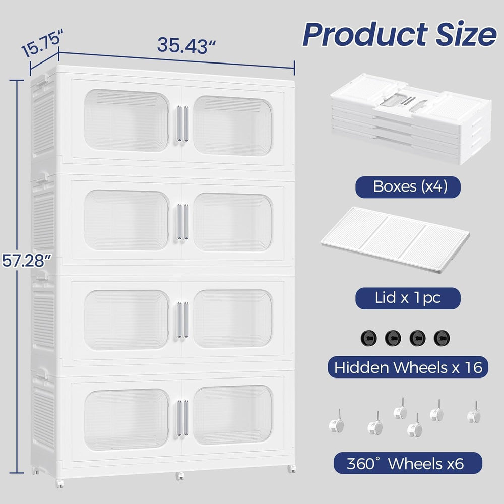 200Gal Extra Large Stackable Storage Bins with Lid & Doors & Wheels, ...