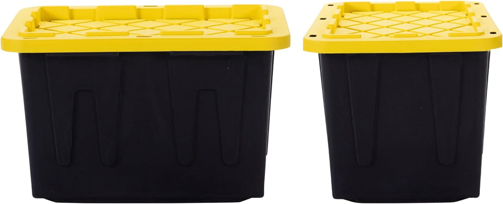 Plastic 23-Gallon Storage Tote with Lockable Lid, Stackable Tough Regular-Dut...