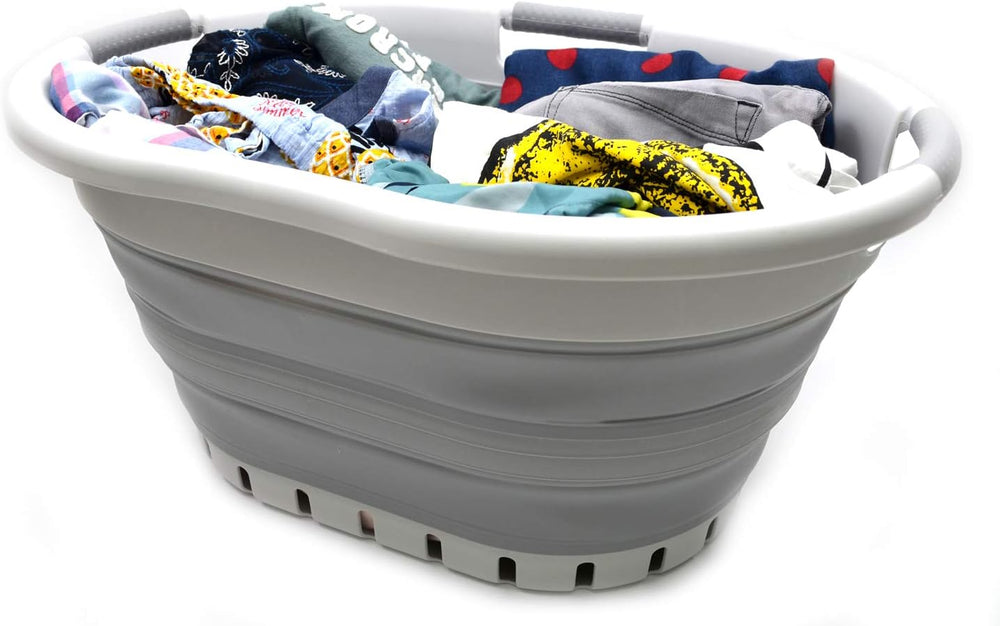 SAMMART 36L (9.5 gallon) Set of 2 Collapsible 3 Handled Plastic Laundry Baske...