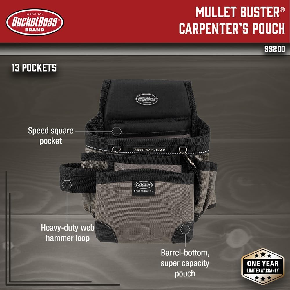 Bucket Boss - Mullet Buster Carpenter’s Pouch, Pouches - Professional Series ...