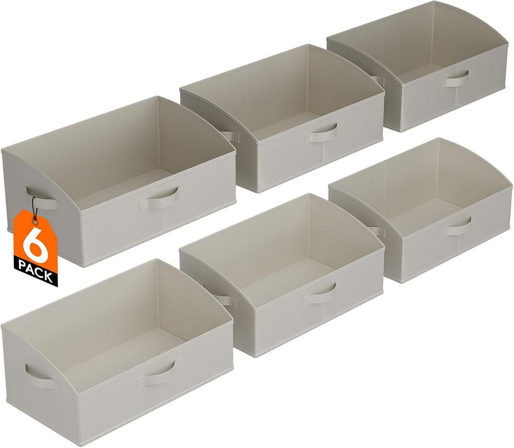Lifewit Trapezoid Closet Storage Bin for Shelf, 6 Packs 23L, Light Gray