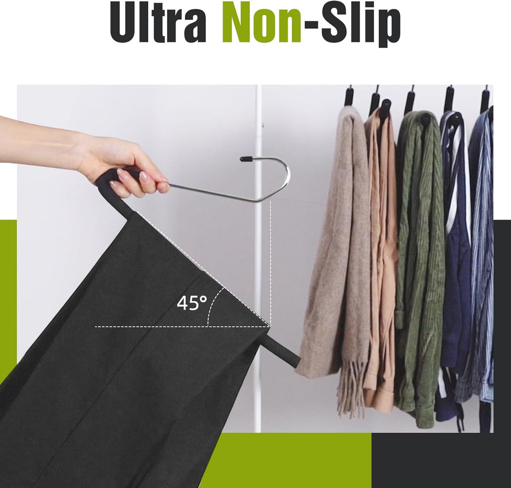 Foam Padded Non Slip Women Men Slacks Trouser Pants Hangers Black 20