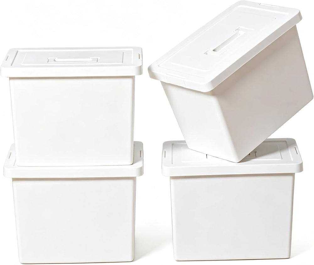4-Pack 27 Quart Stackable Storage Bins with Lids ，With handle