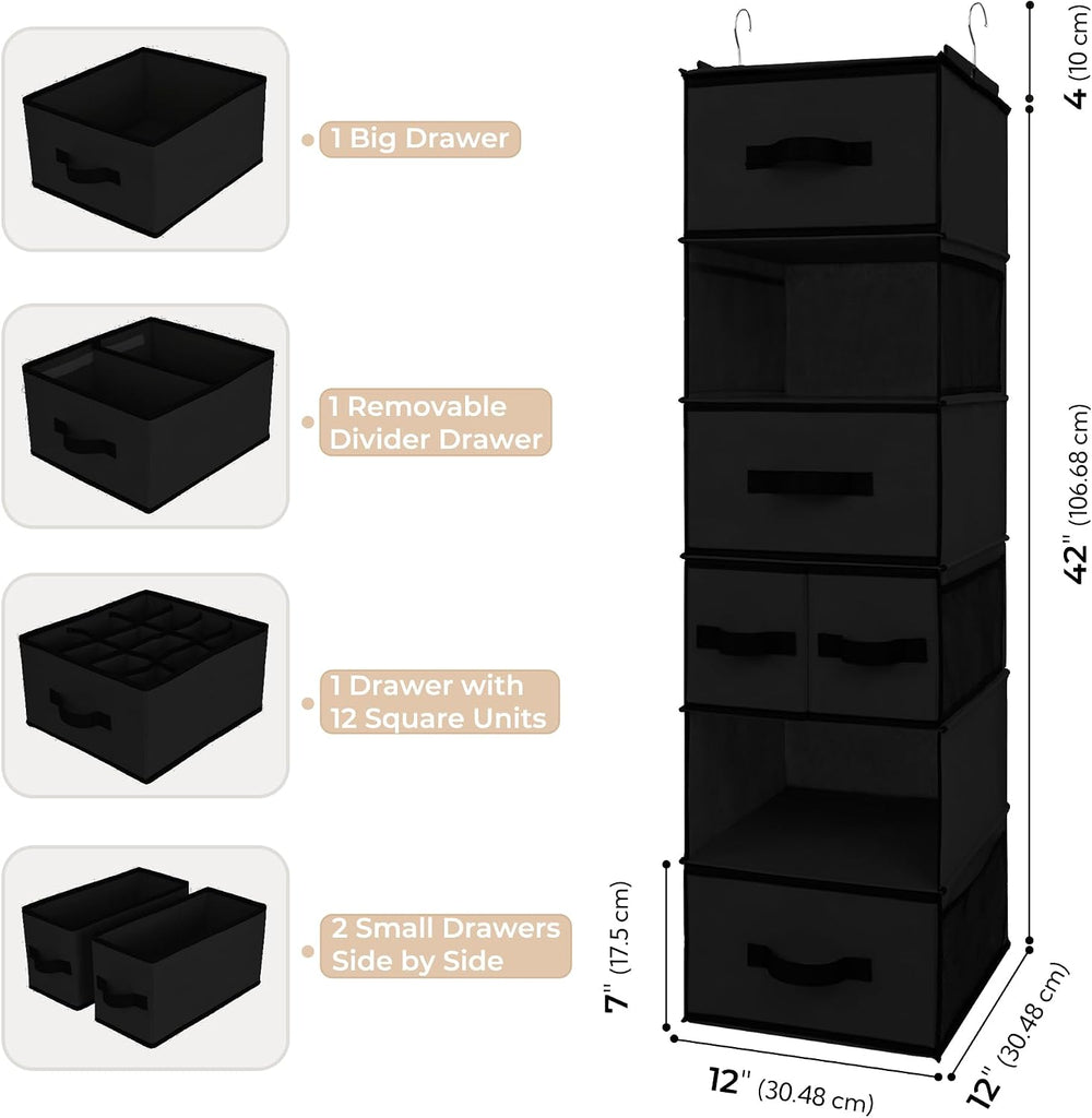 GRANNY SAYS Hanging Closet Organizer, 5 Drawers, 6 Shelves, 6 Pockets