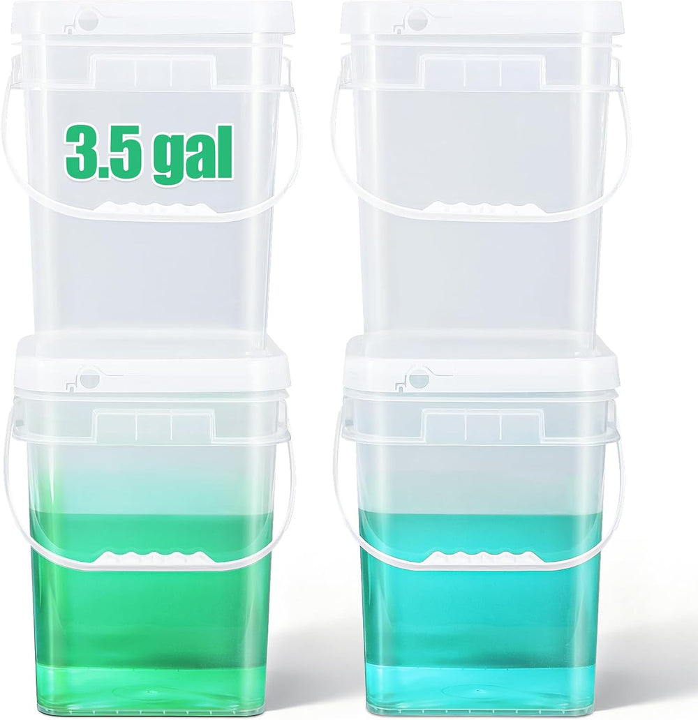 ASEVAT Square 3.5 Gallon Bucket with Lid, Clear Food Grade Storage Containers...