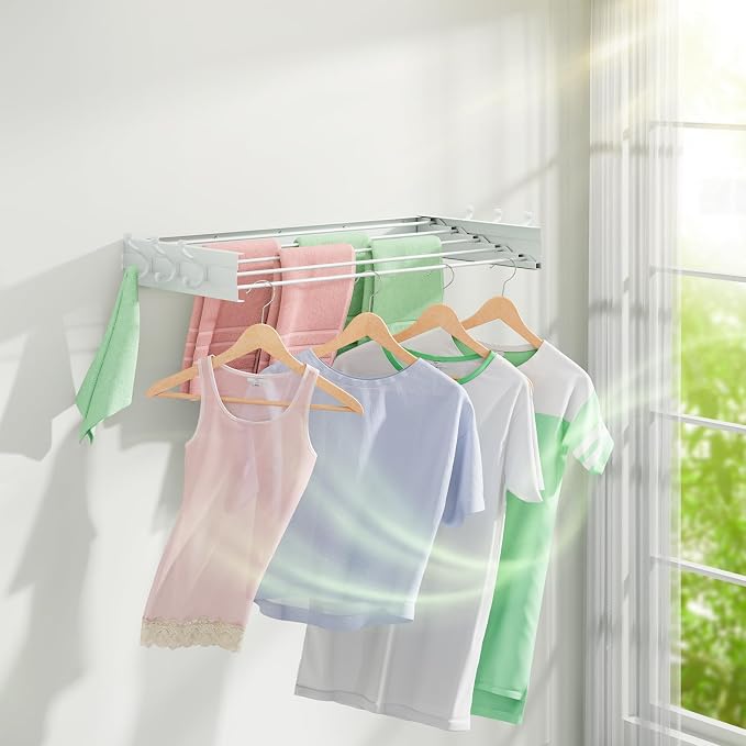 Wall Mounted Drying Rack 31.5", Foldable Clothes Drying Rack