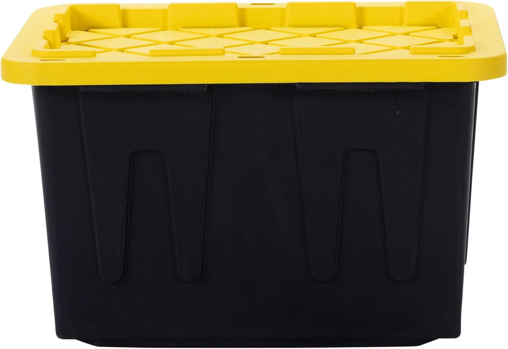 Plastic 23-Gallon Storage Tote with Lockable Lid, Stackable Tough Regular-Dut...