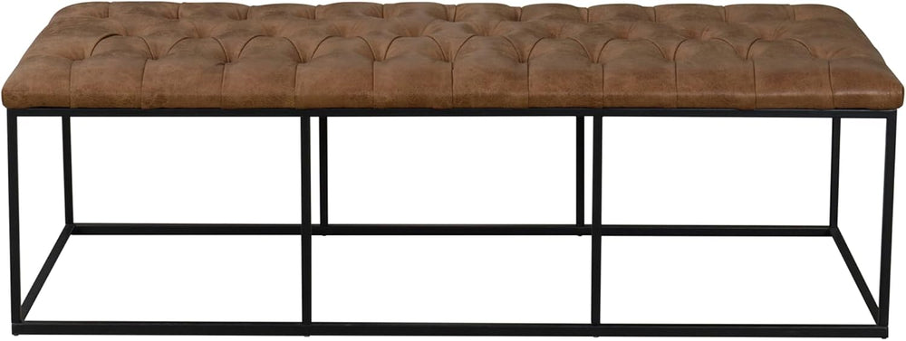 HomePop 58" Large Upholstered Bench - Light Brown PU Leather
