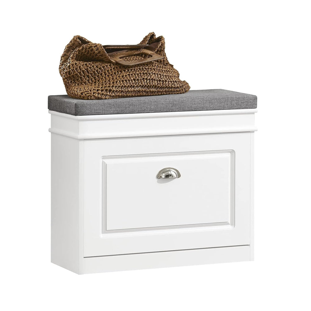 SoBuy Tiny Shoe Storage Bench, Narrow Shoe Cabinet for Entryway, Small Shoe R...