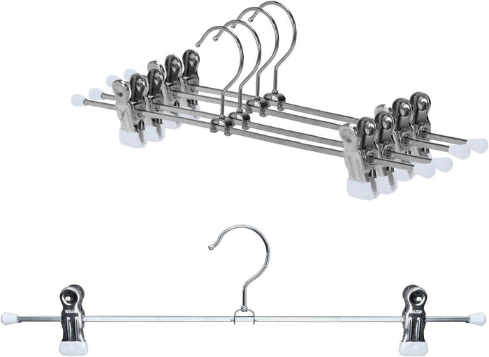 Mawa by Reston Lloyd Non Slip-Space Saving Clothing Hanger for Pant/Skirt with Two Non-Slip Clips, Style K/40D, 15.75", Set of 250, White