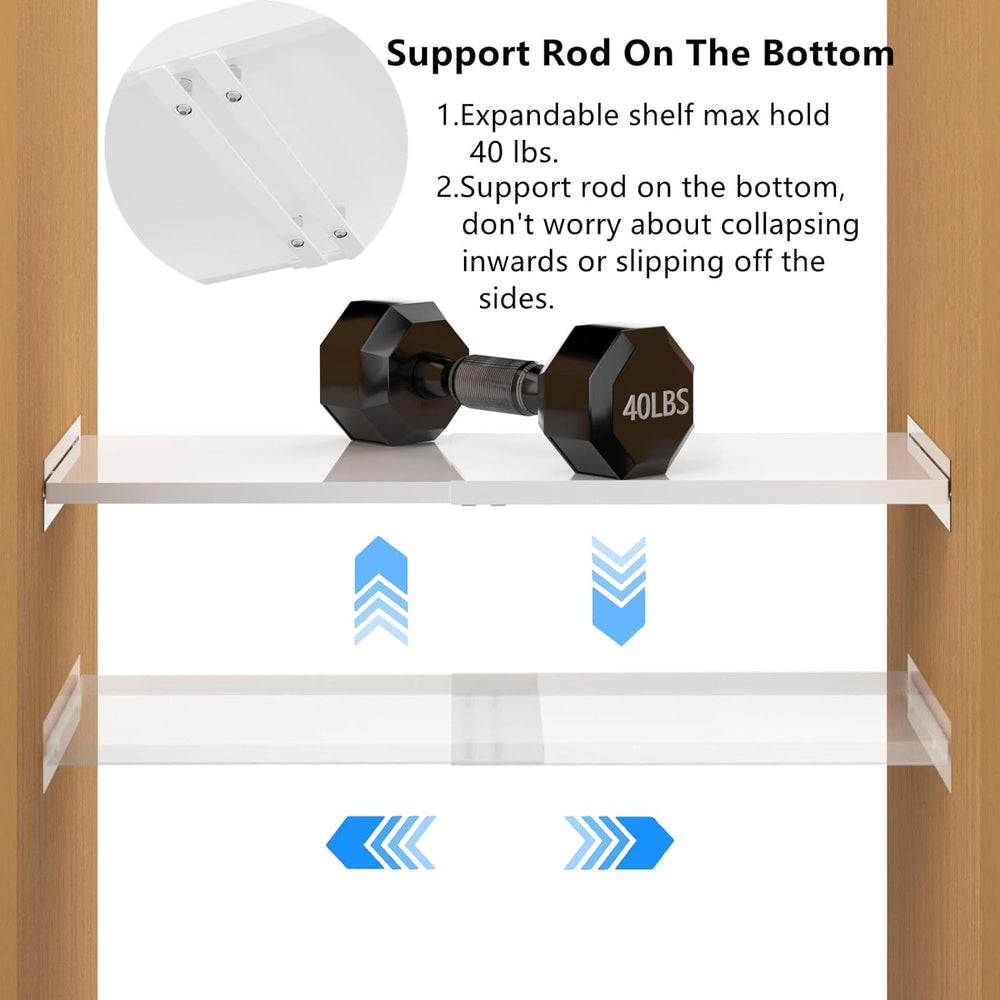 Expandable Closet Tension Shelf with Strong Adhesive Hanging Shelves Closet D...