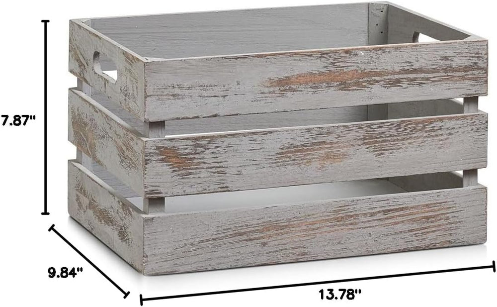 Zeller 15137 Paulownia Wood Storage Box, Vintage Grey, 35 x 25 x 20 cm