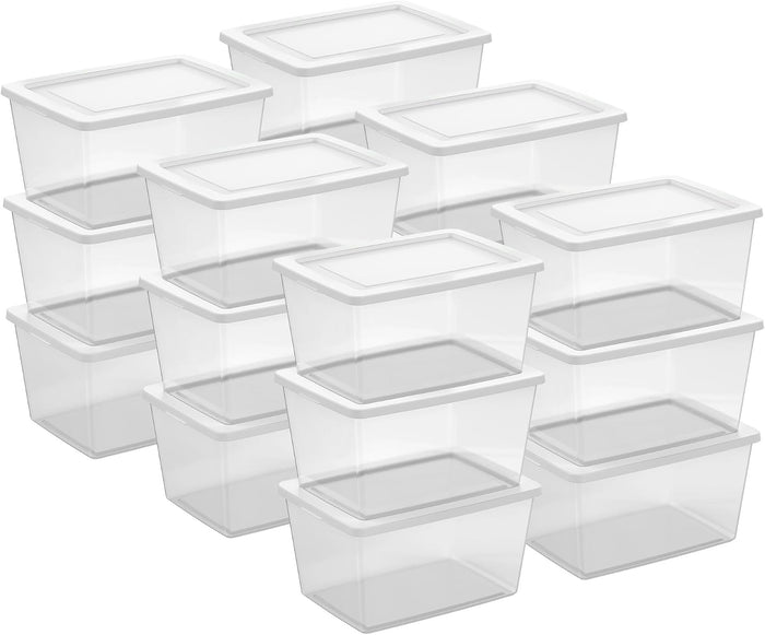 Sterilite Clear Storage Box Stackable Tote, 58 Quart, 18-Pack