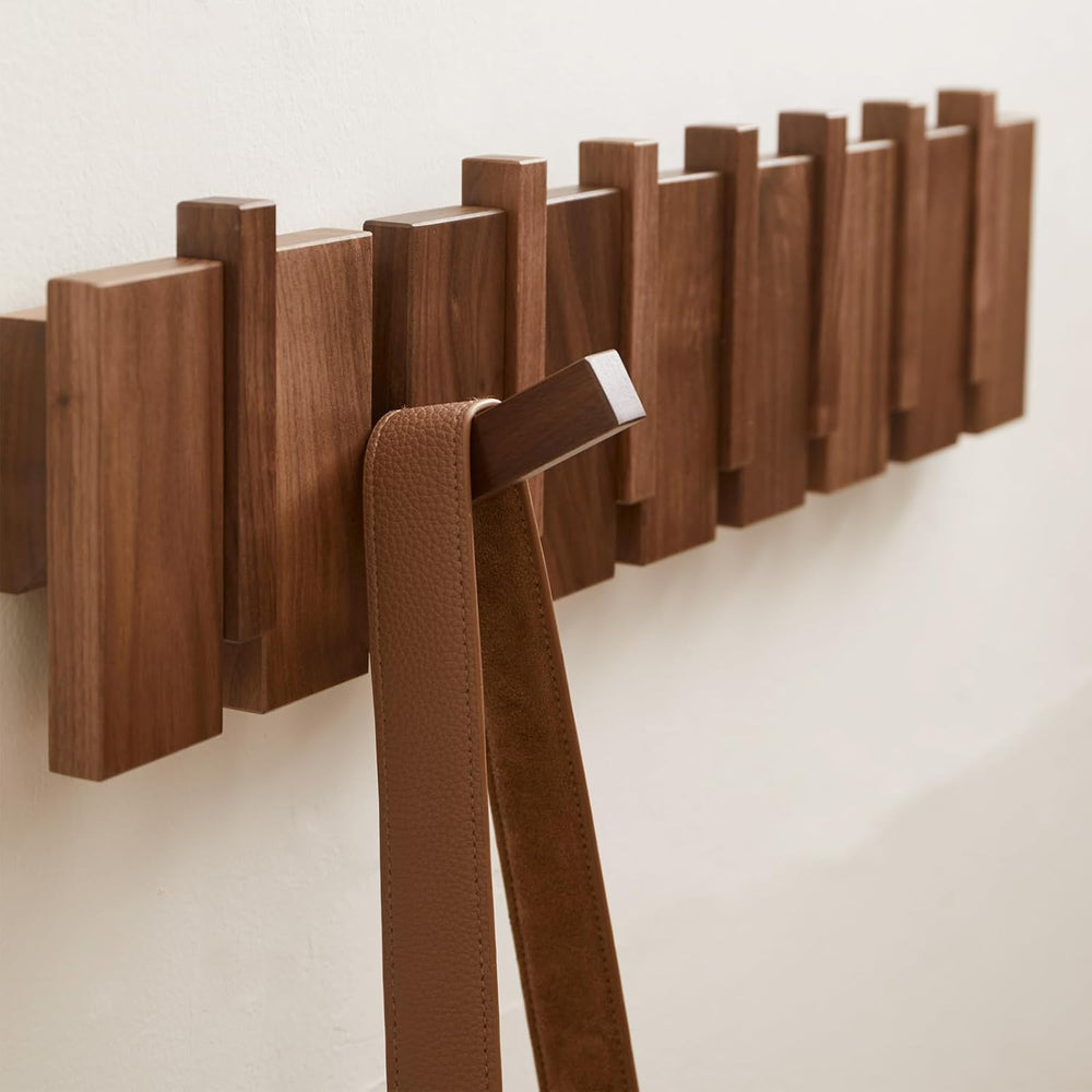 QUELLANCE Wood Coat Rack Wall Mount, Coat Hooks Hanger Wall Mounted, Heavy Du...