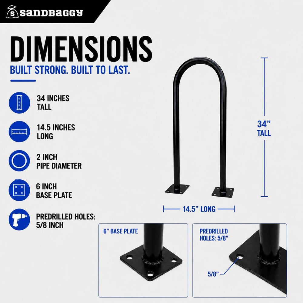 Sandbaggy In Ground Bike Rack | U Shaped, Commercial, Outdoor, 1 Loop, Steel ...