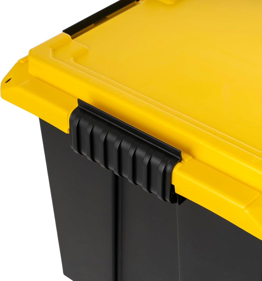 IRIS USA 2-Pack 22 Gal Footlocker Storage Trunk with Wheels, Black/Yellow