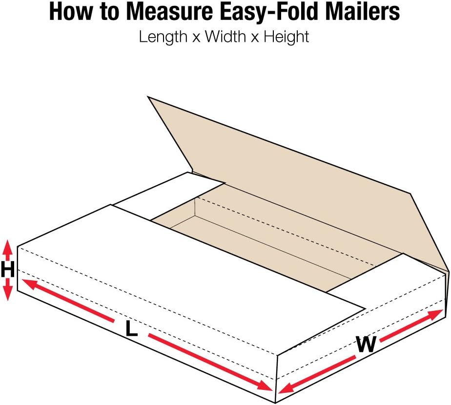 BOX USA Mailer Boxes Medium 9 5/8"L x 6 5/8"W x 2 1/2"H 50-Pac...
