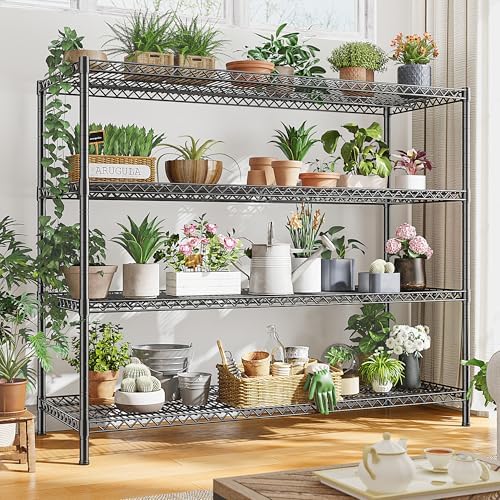 REIBII 2560LBS Storage Shelves 55.5"W Metal Shelving Unit 4 Tier Wire Sh...