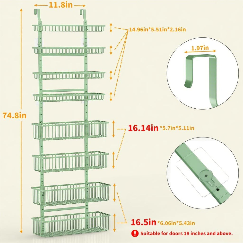 Moforoco Sage Green Over The Door Pantry Organizer, Pantry Door Organizer She...