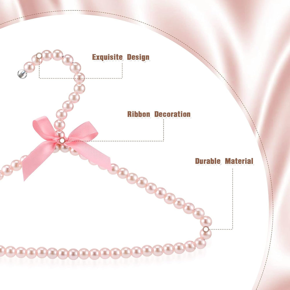 Threan Pink 24 Pcs Pearl Beaded Clothes Hanger Mini Pearl Hangers