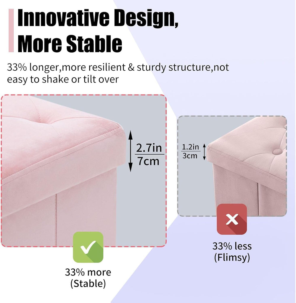 BRIAN & DANY 43 Inches Folding Storage Ottoman Bench, Velvet Ottoman with...