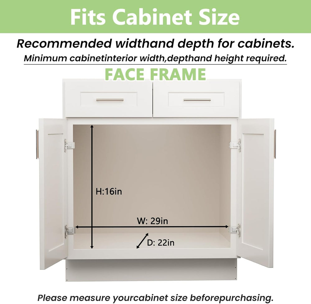 2 Tier Pull Out Cabinet Organizer with Wooden Handle, 28½" W x 21½"...