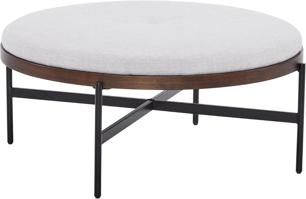 Christopher Knight Home Neapo Round Ottoman, Cocktail Ottoman, Upholstery Cof...