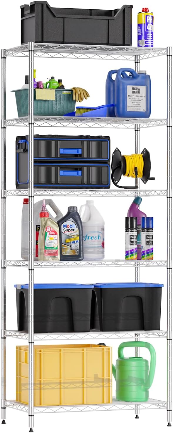 FDW | 6-Tier Wire Shelf | 23" x 13" x 59" | Chrome
