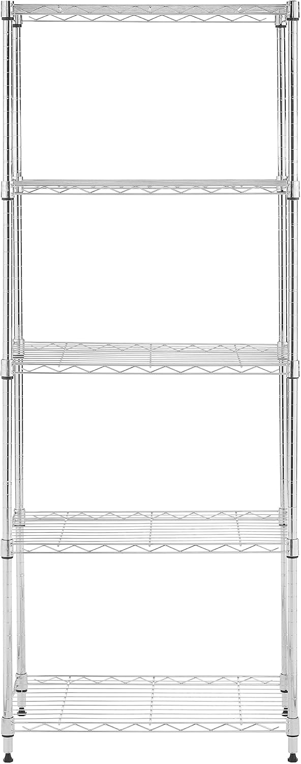 5-Tier Metal Shelf, 250 lb/Shelf, NSF, Chrome, 14x24x59 in