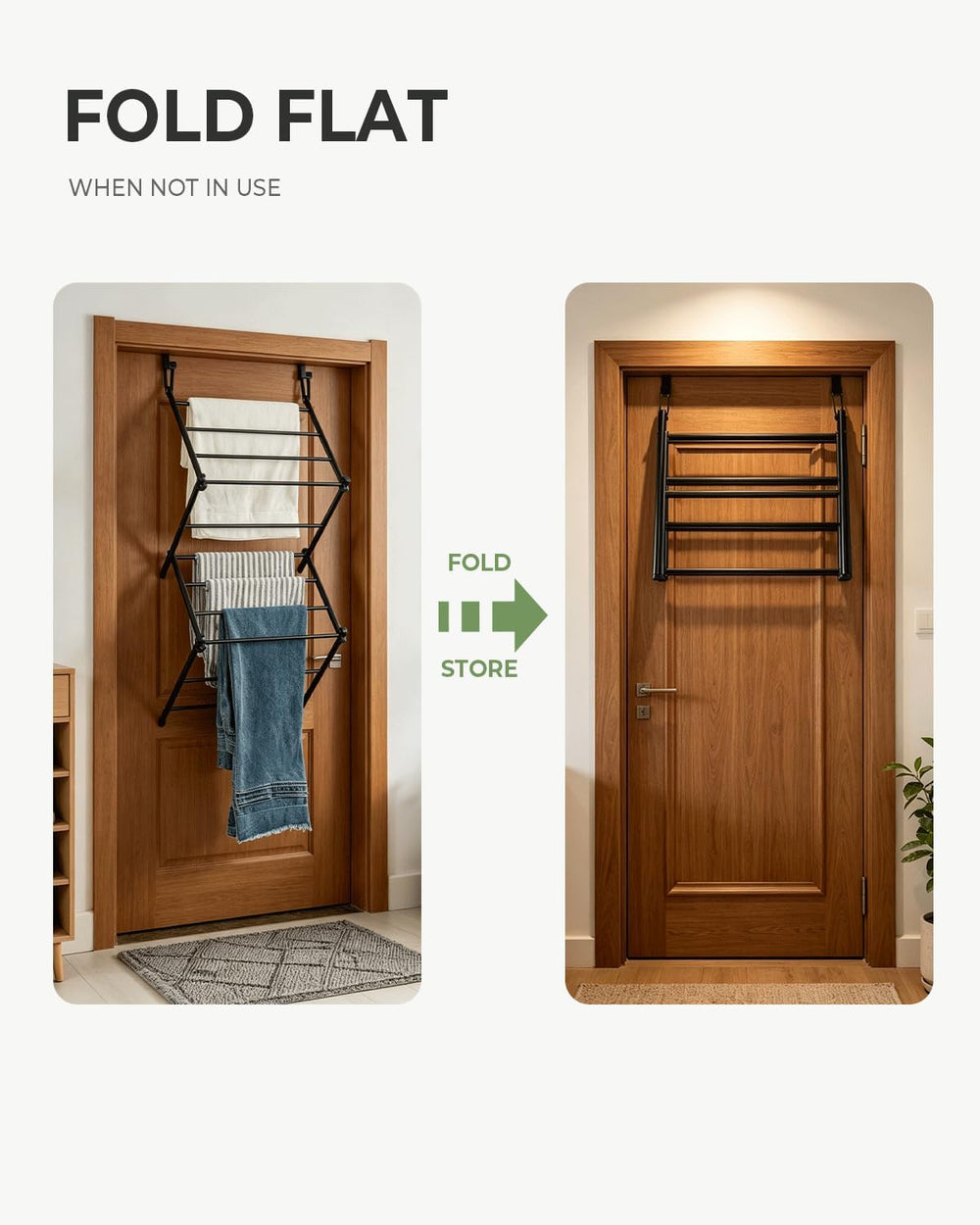 JS HANGER Over The Door Drying Rack, Foldable Hanging Clothes Drying Rack wit...