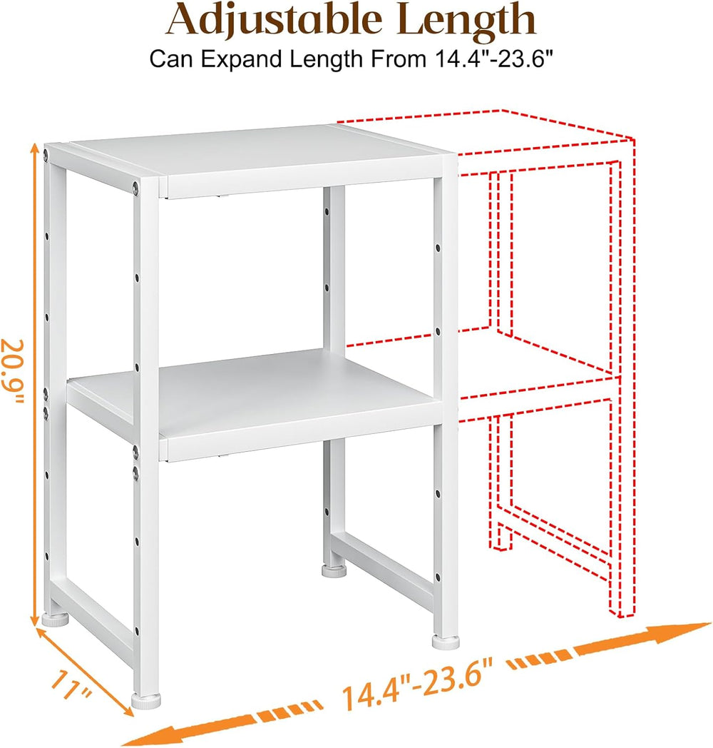 2-Tier Expandable Kitchen Storage Shelf,150LBS Heavy Duty Metal Shelving Unit...