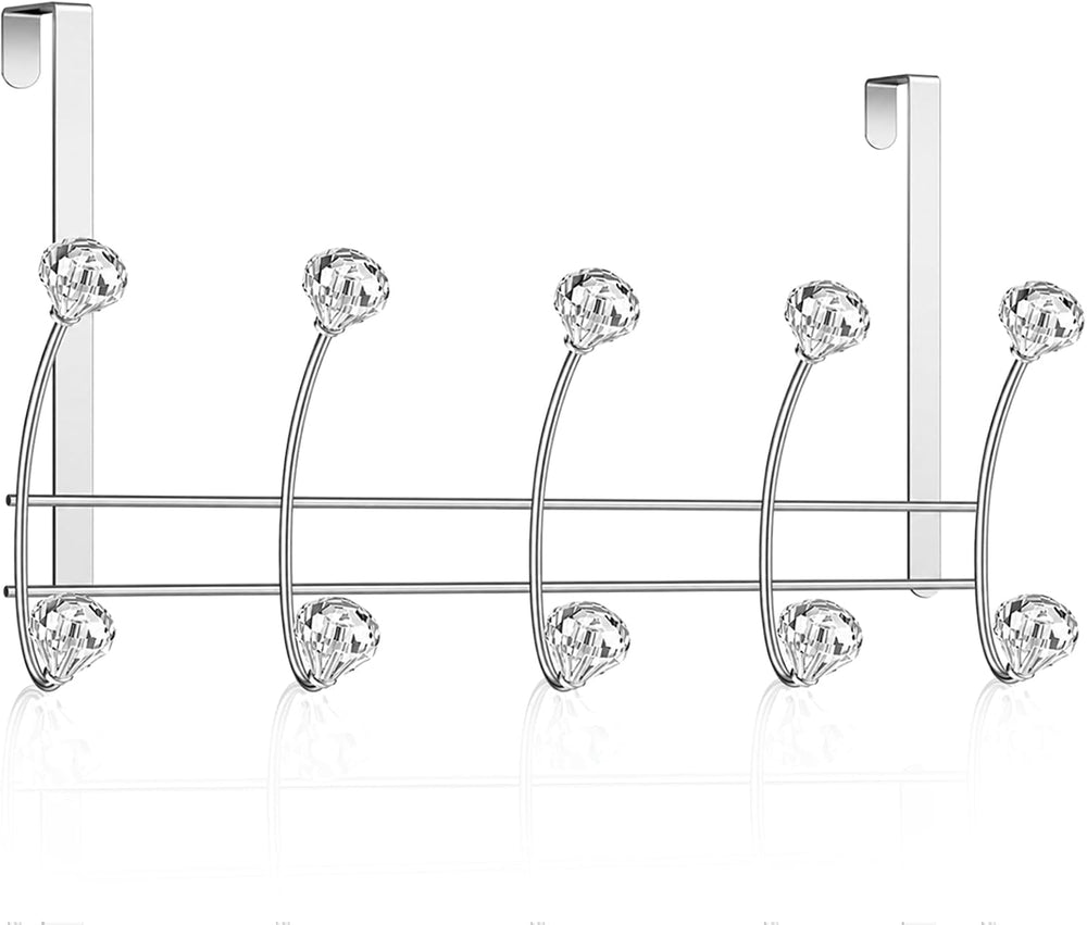 Over The Door Towel Hooks with Crystal Knobs, 10 Hook Heavy Duty Doors Hanger...