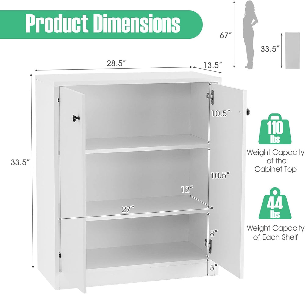 Giantex 2 Door Storage Base Cabinet (White)